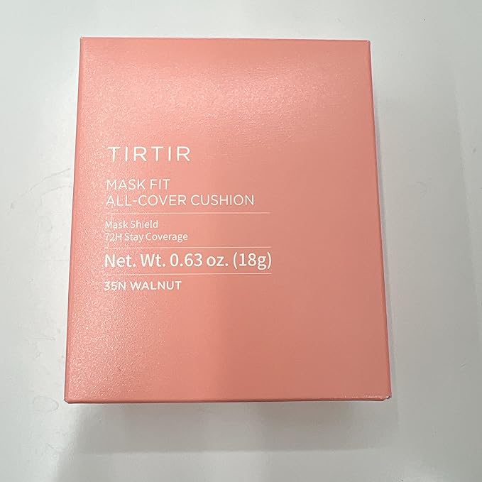 TIRTIR Mask Fit All Cover Pink Cushion Foundation | High coverage, Velvety Matte Finish, Lightweight, Flawless, Corrects Redness, Korean Cushion (#35N Walnut, Full Size, 0.63 Fl Oz)