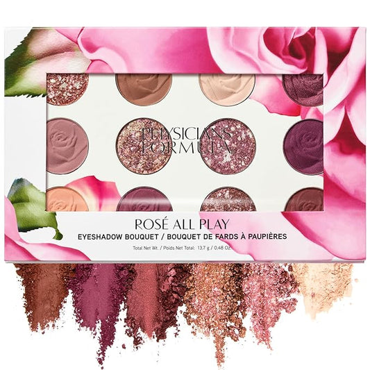 Physicians Formula Eyeshadow Bouquet, 12-Shade Palette with Shimmer, Matte & Satin Finishes, Enriched with Rose Extract – Rose All Play