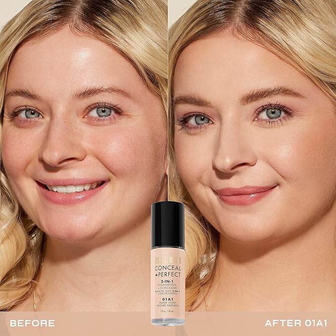 Milani Conceal + Perfect Liquid Foundation - Nude Ivory, 1 Fl. Oz.