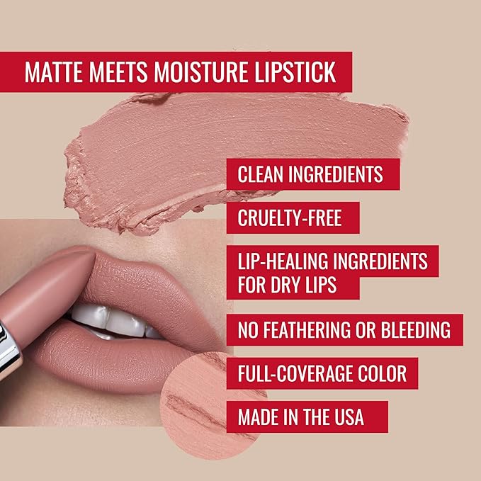 Runway Rogue ‘Guest List’ Matte Nude 90s Vibe Lipstick Bundle with ‘Nude Awakening’ Spiced Nude Designer Liner Lip Liner Pencil and Sharpener