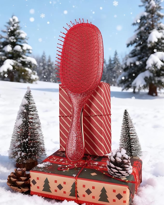 AIMIKE Detangling Brush, Paddle Brush w/Soft Bristles, Pain-Free Detangler Hairbrush Loosens Stubborn Tangles, Extra Gentle on Sensitive & Fine Hair, Christmas Gift for Women & Kids Wet Dry Hair
