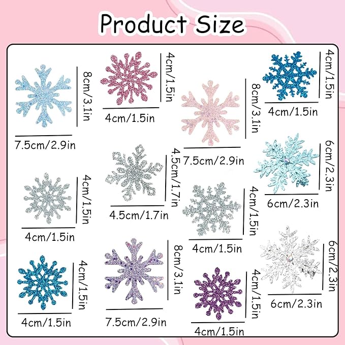 12 Pcs Christmas Hair Claw Clips Various Snowflake Glitter Hair Clips Cute Mini Claw Clip Colorful Small Hair Clips for Women Thick and Thin Hair Various Hairstyles