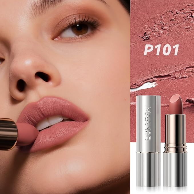 MAANGE Lipstick, Matte Lipstick Long Lasting Transfer-Proof Waterproof & Hydrating Lip Makeup, Full Coverage for a Nourishing Pout,1 Count-P101