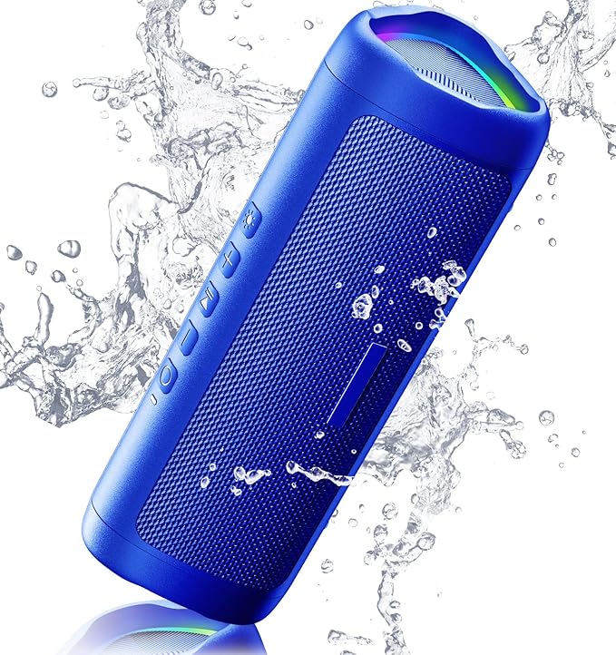 Bluetooth Speaker Stocking Stuffers for Men Women Teens Boys Girls: Portable Wireless, IPX5 Waterproof, White Elephant Gifts for Adults, Up to 20H Playtime, TWS Pair, for Home/Party/Outdoor (Blue)