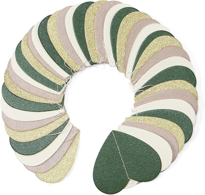 Sage-Green Gold Nude-Pink Party-Decorations Garland - 52Ft Boho Champagne Paper Streamers Banner,Birthday Bachelorette Baby Bridal Shower Wedding Engagement Fall Autumn Christmas Hanging Decor Ouruola