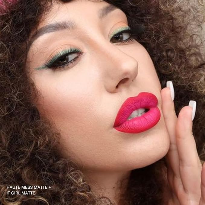 The Lip Bar - Nonstop Liquid Matte Lipstick, Haute Mess (Bright Pink-Red) - High Pigment - One Swipe - Long Lasting - Jojoba Oil & Vitamin E - Vegan & Cruelty Free - Makeup & Cosmetics - .24 fl oz