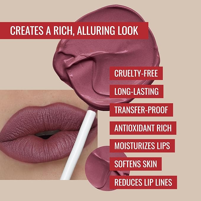 Runway Rogue ‘On Stage’ Velvet Glam Liquid Lipstick, Almost-Matte Rose Plum Lipstick with ‘Start the Show’ Designer Liner Lip Pencil, Matte Muted-Plum Lip-Liner Pencil and Lip-Liner Sharpener