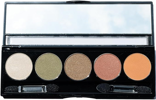 Moroccan Spice Shimmer White, Olive Green, Gold, Copper Penny Red, and Light Matte Orange Vegan Eyeshadow Palette; Talc, Paraben & Cruelty Free