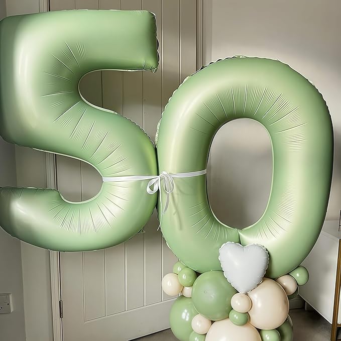 Sage Green 0 Number Balloon,Olive Green 0 Balloons 40 Inch Large Helium Foil Mylar Birthday Balloons for Boy Girl Baby Shower Birthday Jungle Party Decorations