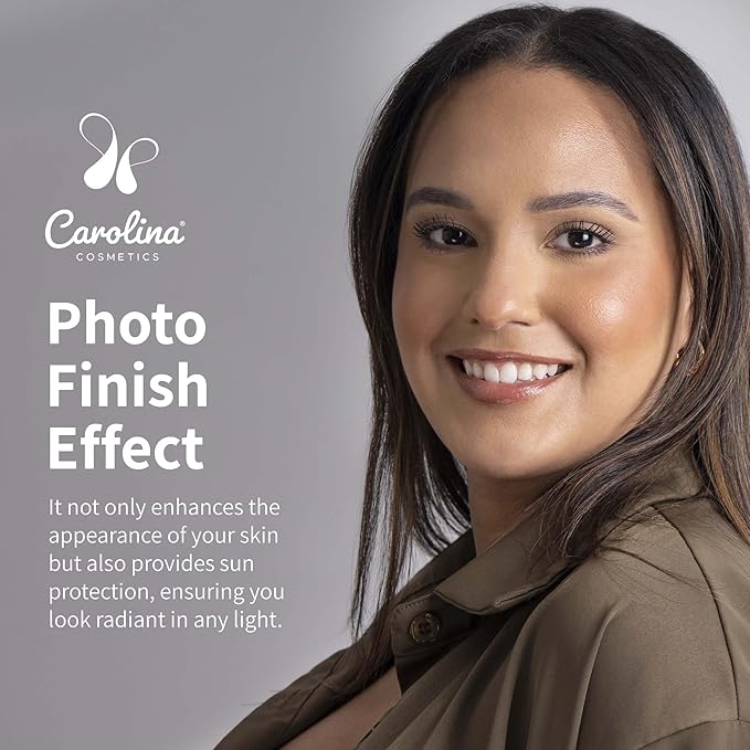 Carolina Cosmetics - Plant-Based Foundation in Seashell Shade - Hydrating, Pore-Minimizing & Buildable Coverage - Vegan, Non-GMO, Gluten-Free, Paraben-Free- Sun Protection - 1Fl Oz