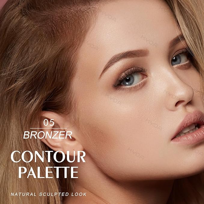 KYDA Face Sculpting Palette, Natural Shimmer Smooth Pressed Powder, Ultra-fine Lightweight, Easy to Blend, Multiuse Baked Bronzer Compact-BRONZER