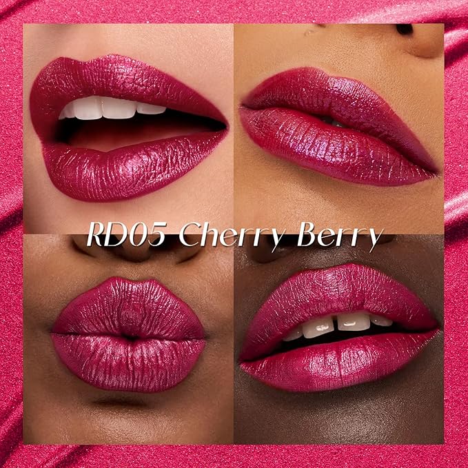 FOCALLURE Metallic Liquid Lipstick,Non Stick Cup Lip Gloss,High Impact Lip Color with Transfer-proof Wear,Long Lasting & Waterproof Lipstick Makeup for Women,RD05 CHERRY BERRY