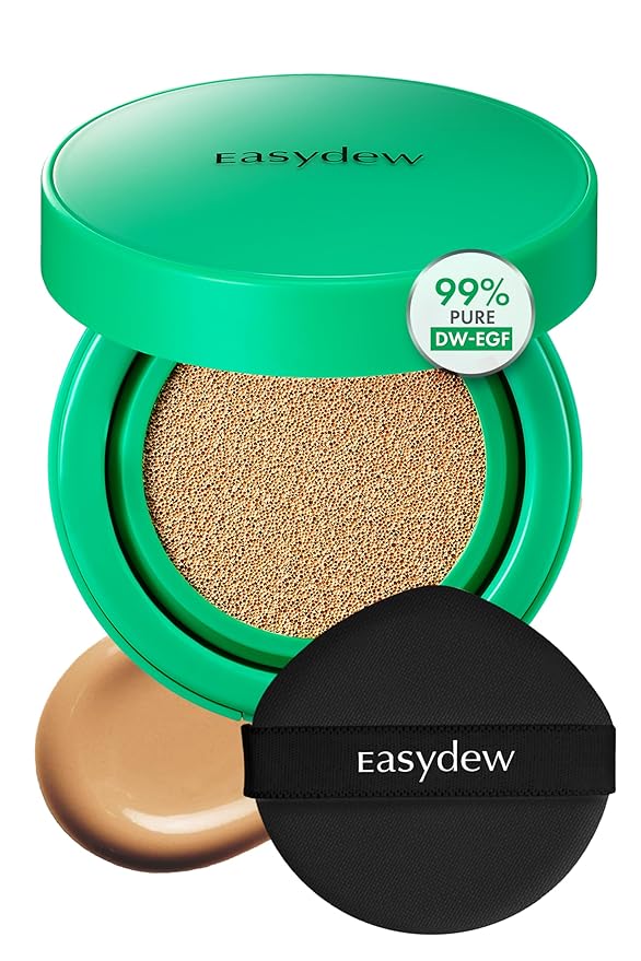 Easydew Mela B Toning Ampoule Cushion - 3-in-1 Age-Defying Sun Shield Full Coverage Cushion Foundation with Niacinamide & Hyaluron-Vital C - Face Makeup Korean Skin Care 0.45 oz (#27 Golden)