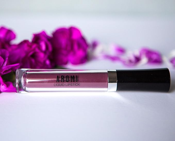 Aromi Black Cherry Matte Liquid Lipstick, Dark Plum Maroon Lip Color, Vegan and Cruelty-free, Long-Lasting Lipstick, Handmade (Black Cherry)