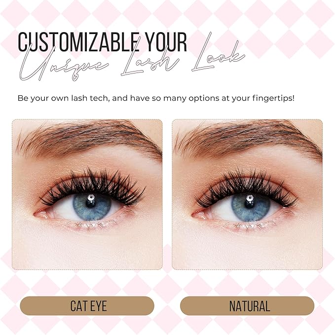 PopUp Lash-Extension-Clusters 182pcs D Curl Lash Clusters Natural Look Cluster Lashes Extensions Super Thin Band & Soft Lashes Reusable 9-16mm MIX (C163)