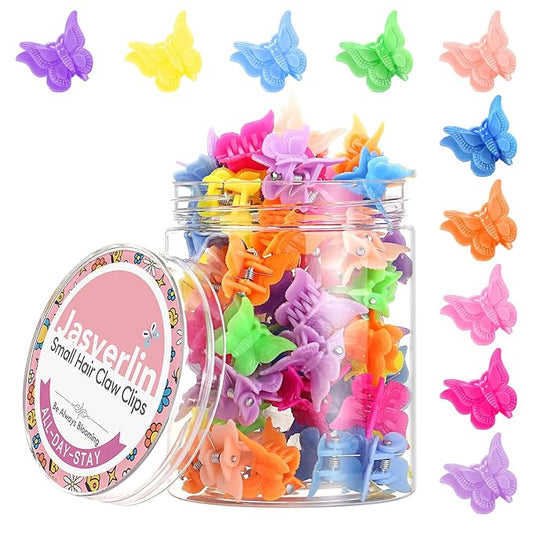 50 Pcs Butterfly Clips for Hair, Cute 90s Y2K Butterflies Mini Hair Claws Clips for Girls Hair Accessories Small, Colorful Pastel 10 Colors, 5 of each color (Vivid Spectrum)