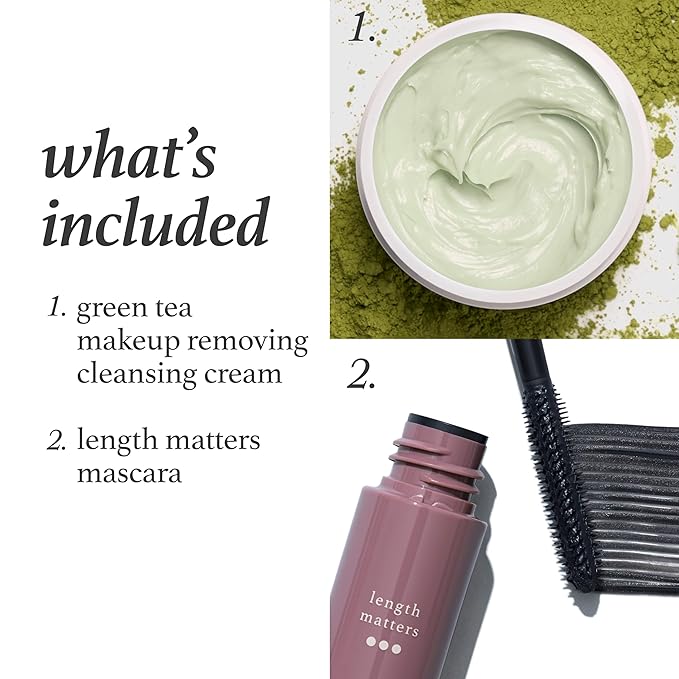 Julep Length Matters Buildable Lengthening Mascara & Green Tea Makeup Removing Cleansing Balm | Volumizing Mascara & Gentle Makeup Remover Duo | Long-Lasting, Smudge-Proof Lashes + Hydrating Cleansing