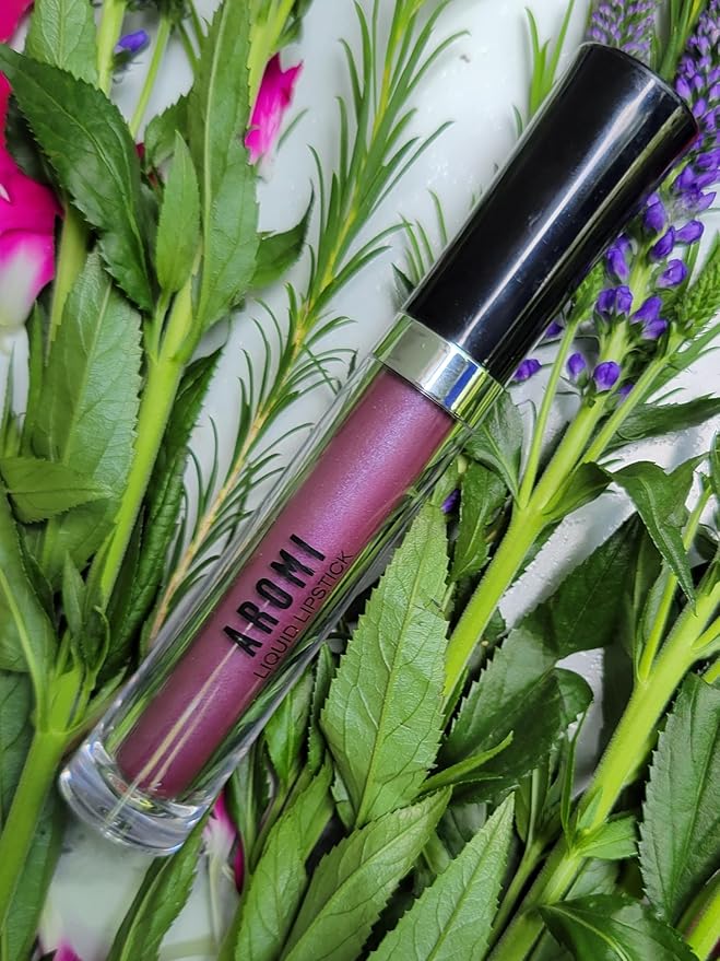 Aromi Plum Mauve Metallic Liquid Lipstick | Long-lasting, Purple Lip Color with Shimmery Finish, Waterproof, Vegan, Cruelty-free, Gluten and Paraben Free (Vulgar Violet)