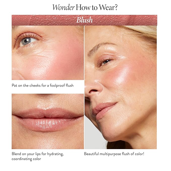 LAURA GELLER NEW YORK The Wonder Balm Cream Blush - Hydrating Weightless Subtle Hint of Color + Glow for Mature Skin - Vegan Squalane - Apply to Cheeks & Lips (02 Pinch-Me Pink)
