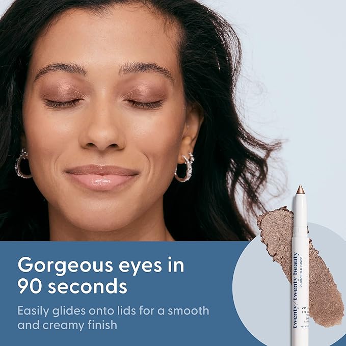 twenty/twenty beauty Visionary Eye Shadow Stick – Shimmer Cream Eye Shadow Pencil - Safe for Sensitive Eyes - Ophthalmologist Developed – Vegan, Cruelty-Free, Clean Ingredients (Rose Colored Glasses)