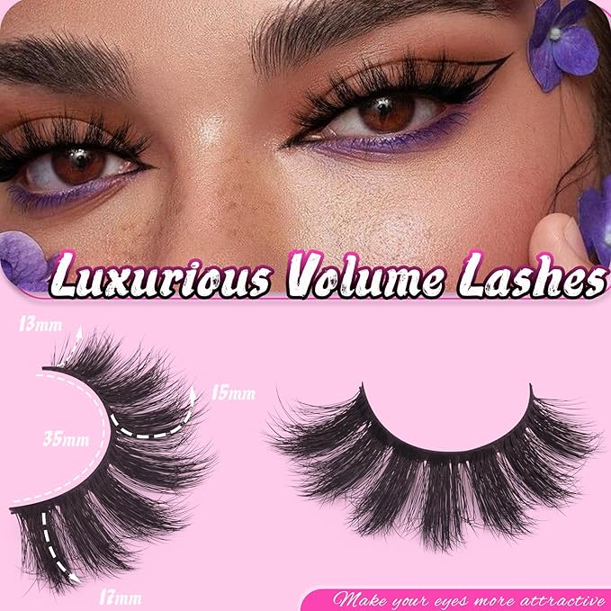 Veleasha Lashes 5D Faux Mink Lashes 100% Handmade Luxurious Volume Fake Eyelashes Lightweight Fluffy False Eyelashes 5 Pairs Pack (801)