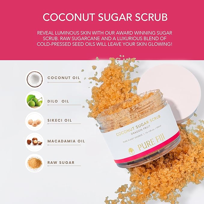 Pure Fiji Coconut Sugar Body Scrub, Dragon Fruit (10.14 Oz /300ml)