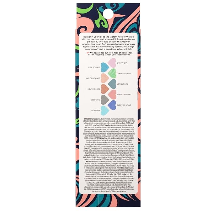 Pacifica Eyeshadow Palette – Waikiki Mineral Eyeshadow, Blendable Shimmer & Matte Shades w/Velvet Matte, Shimmer & Metallic, Cocoa Butter Infused, Talc-Free, Vegan & Cruelty-Free, 0.24 oz 10 Shades
