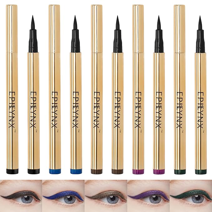 EPILYNX Waterproof Eyeliner - Smudge-Proof Liquid Eyeliner Pen with Precision Tip for Smooth, Long-Lasting Application - Vegan, Hypoallergenic & Gluten-Free Eye Liner - 5 Shades 2mL each Gift Set