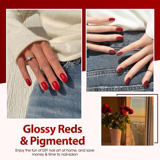 GELLEN Gel Nail Polish, Burgundy Dark Red Purple Gel Polish Set 6 Colors, Non Toxic No Wipe Soak Off UV Light Gel For Women Girls Manicure Home Salon Trendy Nail Gifts Valentine Day Christmas