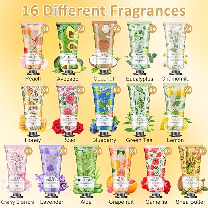 64 Pack Moisturizing Hand Cream Set For Women, Bulk Hand Lotion Travel Size for Dry Cracked Hands, Mini Hand Cream for Mom Gifts, Teacher Gifts, Thank You Gifts and Small Gifts for Women