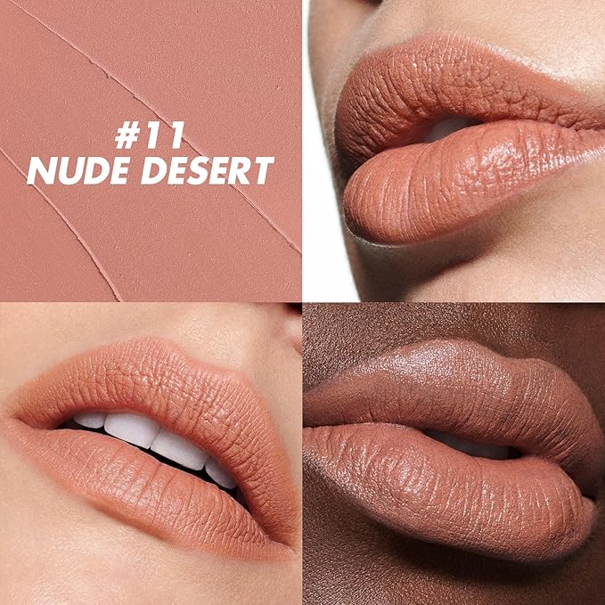 FOCALLURE Ultra Chic Lipstick,Rich Vitamin E Lip Crayon,Lightweight Color without Drying or Fading,Long Lasting Waterproof Lips Makeup,NUDE DESERT