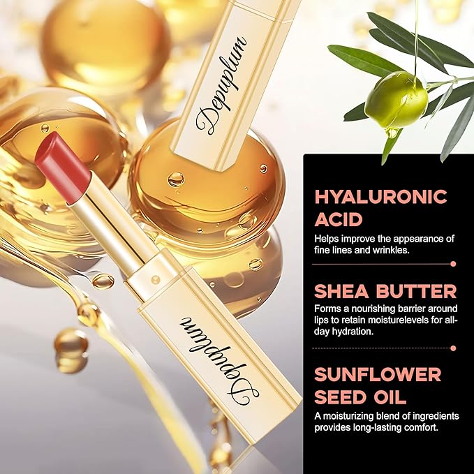 Purple Lipstick for Women Hydrate Lipstick Glossy Moisture Lip Gloss Sheer-Medium Coverage Long Lasting Lipsticks for Dry Lips, DM92 Purplish Red