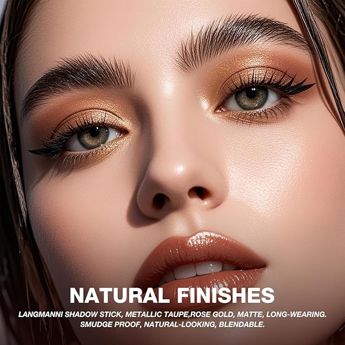 LANGMANNI 8Colors Dual-Ended Eyeshadow Stick Set – Silky Smooth, Waterproof & Transfer-Proof, Built-in Blender Brush, All-Day Matte & Shimmer Wear Eye Makeup(#A)