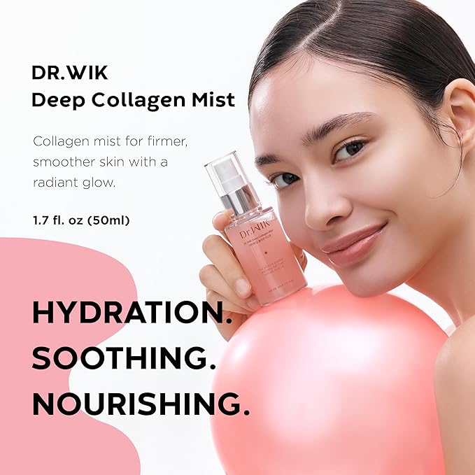 Deep Collagen Face Mist – Hydrating, Wrinkle Care Facial Mist with Panthenol & Adenosine, Refreshing Moisture Boost for Skin Care, Soothing Fine Lines Lightweight Korean Moisturizer - 1.7 Fl Oz