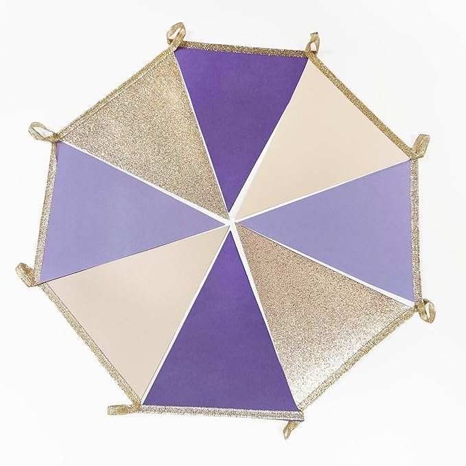 30 Ft Purple Lavender Beige Champagne Gold Party Decorations Pennant Banner Flag Hanging Paper Triangle Bunting for Baby Shower Birthday Bridal Shower Wedding Engagement Lilac Violet Party Supplies