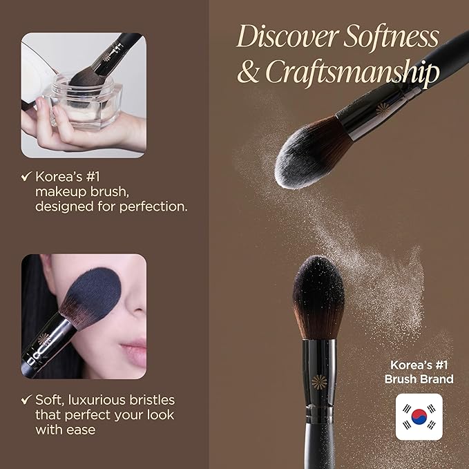 Piccasso 133 Fixing Powder Brush – Soft Synthetic Bristles for Setting Powder, Smooth and Flawless Face Makeup, Gentle Coverage for Pores and Texture, Korean Professional Makeup Brush for Daily Use