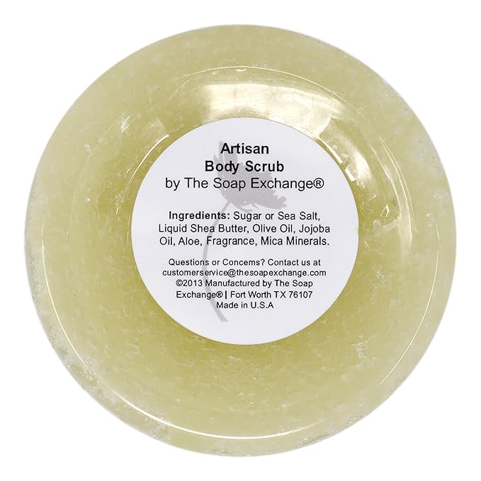 The Soap Exchange Sugar Body Scrub - Honey Almond Scent - Hand Crafted 16 fl oz / 480 ml Natural Artisan Skin Care, Shea Butter, Exfoliate, Moisturize, & Protect. Made in the USA.