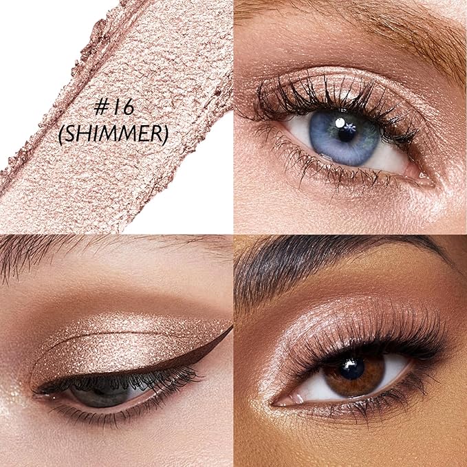 Champagne Pink Shimmer Eyeshadow Stick, Waterproof Cream Eye Shadow Pencil Long-Lasting Crease-Proof Glitter Eyeshadow Crayon Smooth High Pigmented Highlighter Neutral Eye Shadow Liner Makeup