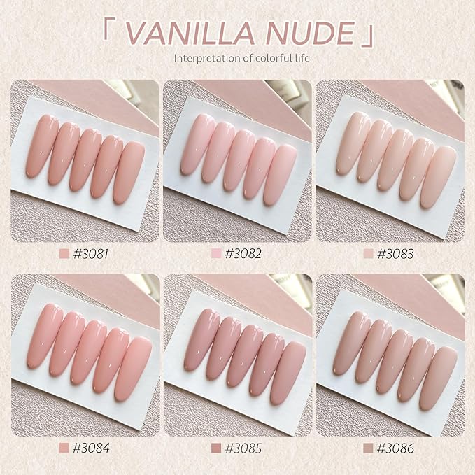 GAOY Macaron Nail Gel Polish Set Including Peach Pink Nude Shades, Sweet Minimalist Creamy Colors, Opaque Long Lasting Gel for Home & Salon Manicure