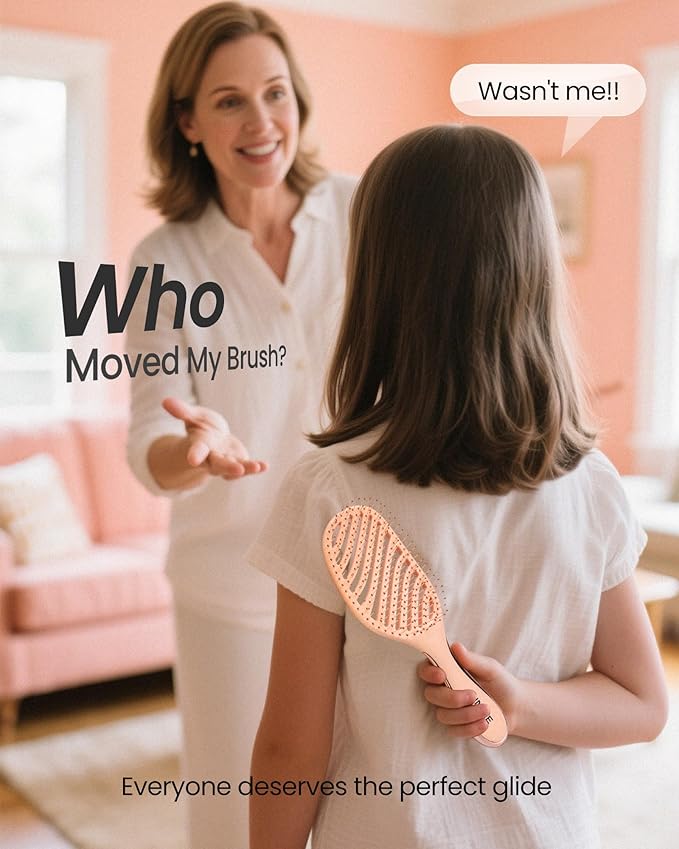 AIMIKE Detangling Brush, Wet Dry Vented Detangler Brush w/Soft Bristles, Pain-Free Detangle Hairbrush Loosens Stubborn Tangles, Extra Gentle on Sensitive and Fine Hair, for Women & Kids