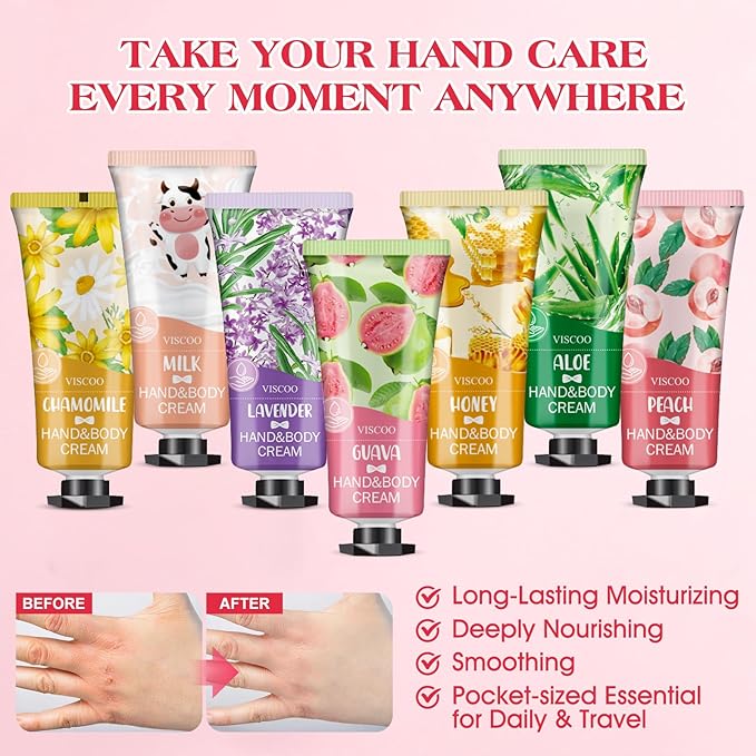 7 Pack Hand Cream Gifts Set for Women,Hand Lotion for Birthday Gifts for Women Teengirls, Bridesmaid Gifts,Thank You Gifts,Mini Moisturizing Hand Lotion Travel Size in Bulk for Dry Cracked Hands