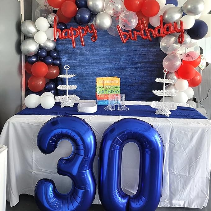 40 Inch Balloon Number 0 Navy Blue, Large Foil Dark Blue Number Balloons Set 0-9, Royal Blue Digital 0 Helium Balloons for Boys 10th 20th Birthday Anniversary Party Decoration Supplies