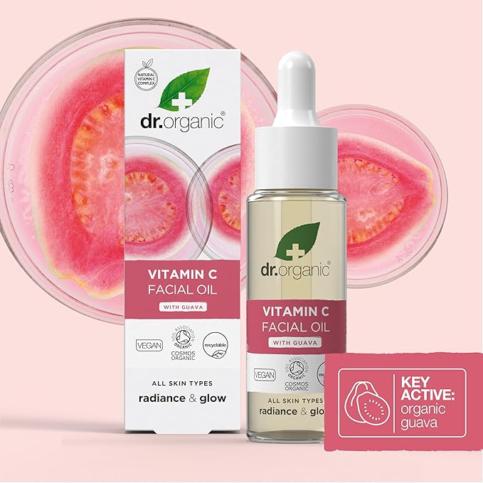 Dr. Organic Guava Vitamin C Moisture Boosting Oil | Hydrating & Brightening for Dull, Dehydrated Skin, With Tropical Guava Extract, 100% Natural Origin, Vegan, 30 mL / 1 fl oz