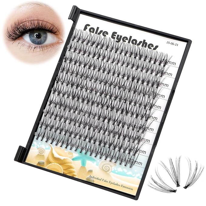 20D Cluster Eyelashes Mixed10-12-14mm/11-13-15mm/12-14-16mm/16-18-20mm Individual False Eyelashes Thickness 0.07mm D Curl Makeup Volume Eye Lashes 200 PCS (16-18-20mm)