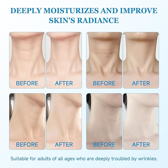 SADOER AH-8 Neck Cream and Mask Set 12 Pack Neck Mask & Firming Cream, Contains Hexapeptide, Tightening Lotions, Wrinkle Reducing Care Kit - Includes Travel Pouch, Perfect for Halloween Gifts