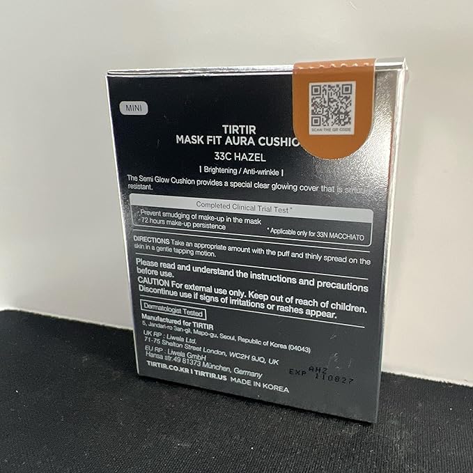 [*Mini Size*] TIRTIR Aura Glow Silver Cushion | Korean Cushion Foundation, (#33C Hazel, 0.15 Fl Oz)