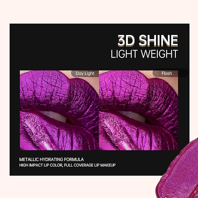 Chocolate Lipsticks for Women Metallic Lipstick Long Lasting Non Stick Cup Lip Gloss, Shimmer Lightweight Hydrating Full Coverage Lip Color, DP109 Candy