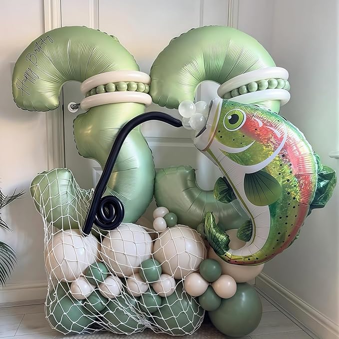 Sage Green 3 Number Balloon,Olive Green 3 Balloons 40 Inch Large Helium Foil Mylar Birthday Balloons for Boy Girl Baby Shower Birthday Jungle Party Decorations
