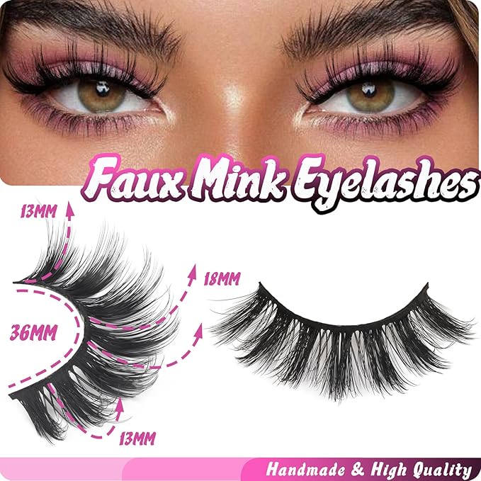 Veleasha Lashes Fluffy Wispy Faux Mink Eyelashes Criss-cross False Lashes 10 Pairs Pack Fake Eyelashes for Women (3D07)
