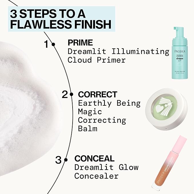 Pacifica Dreamlit Illuminating Foaming Primer with Vitamin C & Hyaluronic Acid – Hydrating Brightening Face Makeup Base for Glowing, Long-Lasting Foundation Wear – 1 fl oz Clean Beauty Vegan Formula